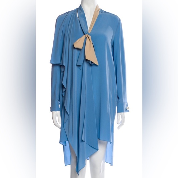 Fendi 100% Silk Dress – Baby Blue Beauty w/ Pearls & Pockets - Picture 1 of 8